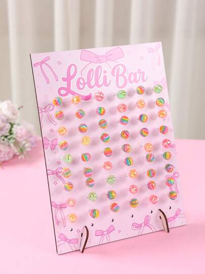 1 st 26*35 cm rosa rosett Babe Shower träklubbställ, återanvändbart godis-/dessertställ, 1-årsfesttillbehör, ställ för munkar, festställ för matplacering, klubbhållare, könsavslöjande festdekor, brudtärna babyshowerfest matbordsdekorationer, babyshowerpresenter, könsavslöjande festtillbehör, festdessertstation, rosa rosettdekor, prinsessfestdekor, babyfestdekor