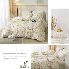 Garden Style Pink Floral Duvet Cover Twin Chic Shabby White Pink Floral Bedding Sets 100% Cotton Botanical Comforter Cover Aesthetic Boho Bedding Collection Variant 8 - 別緻的粉紅色花卉 - 查看 5