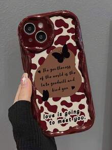 豹纹印花新款平纹印花奶油质感酒红色软壳，兼容 17/17 Pro Max/ 16/ 16 Pro/ 16 Pro Max/ 15/XR/7P/8P/P12 Pro Max/P13 Pro Max/P14 Pro Max/P13/P14/P11/P12/P14，可爱时尚加厚手机壳，保护套适用于XS/S/XS Max/78GES2 - 彩色 - 查看 6