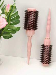 1 chiếc lược lăn cán bằng nhôm phủ gốm công nghệ nano, lông nylon, đầu lông heo, dùng trong salon. - Hồng - Xem 5