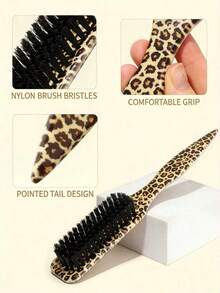 1pc Pointed Tail Hair Comb. Nylon Comb Teeth. ABS Handle. Leopard Print. Suitable For Home And Salon Use. Smooth Comb Teeth, Can Create Various Hairstyles. Hair Comb - Brown - View 4