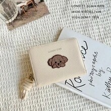 INS新款简约可爱贴纸蝴蝶结拉链女士大容量零钱包，迷你钱包，小钱包，可爱钱包，腕包，证件夹，挂绳，身份证夹 - 白色 - 查看 5