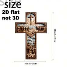 1pc Large 8x12 Inch Religious Christian Cross Plaque - Crucifixion Scene Decor, With Cross, Suitable For Home, Church, Office - Christmas, Easter, Thanksgiving, Halloween Decor - Durable Artificial Wood Structure - Spiritual Gift Idea - Multicolor - View 15