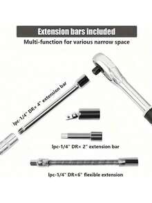 46件套铬钒钢工具组，含1/4英寸驱动棘轮扳手、公制套筒、螺丝刀头、快拆机构 - 专业手动工具套装，适用于汽车维修和DIY，无需组装，非电动，带工具箱 - 彩色 - 查看 2