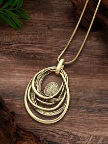 Cring Coco 2pcs Women Jewelry Set, Vintage Zinc Alloy Minimalist Geometric Necklace And Earrings Set, Suitable For Daily, Party, Festival, Valentine's Day, Birthday, Mother's Day, Jewelry Accessories Gift - Geometry - View 6