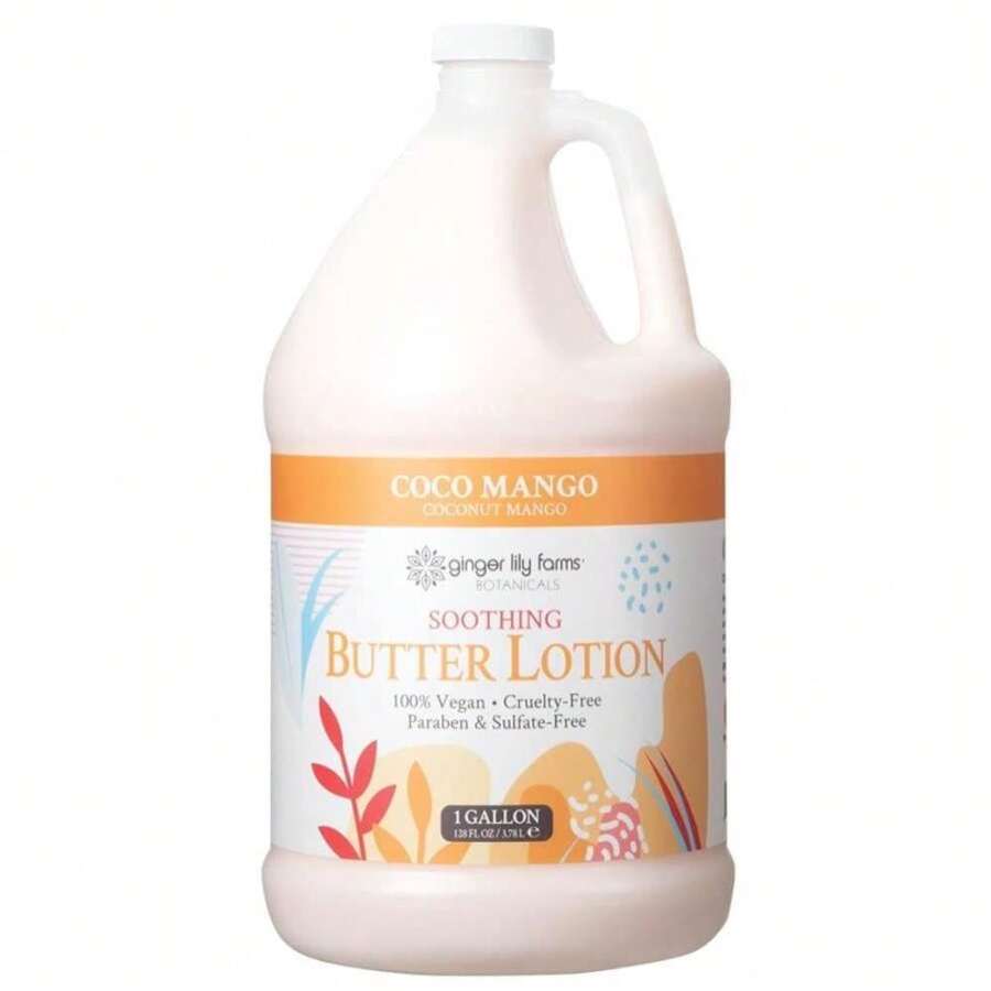 Ginger Lily Farms Botanicals Soothing Butter Lotion For Dry Skin, Coco Mango, 100% Vegan &Amp; Cruelty-Free, Coconut Mango Scent, 1 Gallon (Pack Of 4) - MàuB - Xem 1