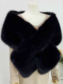 Xale de Pele Sintética Elegante de Cor Sólida para Mulheres, Xale de Pele Sintética Macio Adequado para Mulheres, Noivas, Festas, Casamentos, Eventos Formais - multicolorido - Visão 4