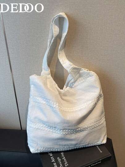 Dedoo 1 Pc Leisure Fashion Academy Style Plaid Pattern Tote Bag Large Double Handle Women's Shoulder Bags Foldable Lightweight Handbag Shopping Bag For Women & Students For Vacation& Holiday& School&Shopping