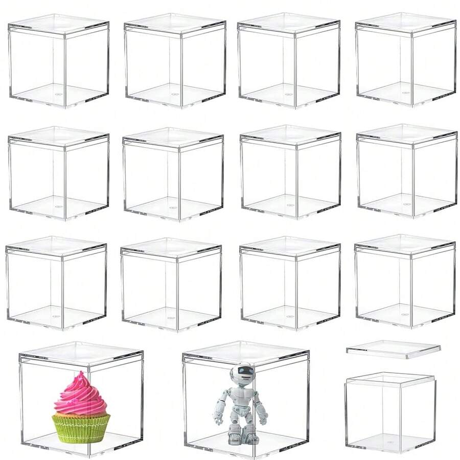 Large Acrylic Box Clear Display Boxes With Lids 100X100X100mm Acrylic Square Cube With Lid Decorative Storage Boxes Clear Jewelry Container For Home Candy Pill And Tiny Jewelry - Square - View 1