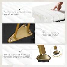 GREENSTELL - Taburete de Piel sintética con Almacenamiento 15.7 Pulgadas de Largo x 11.8 Pulgadas de Ancho x 19.4 Pulgadas de Alto otomano Suave 4 Patas de Metal con pies Antideslizantes Asiento - Blanco - Ver 7