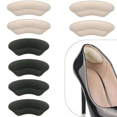 4 Pairs/8pcs Shoe Heel Grip Pads, Suitable For Loose Shoes, Comfortable Heel Cushions For Men And Women, Improve Shoe Fit And Comfort, Anti-Slip And Prevent Blisters, Prevent Heel Slippage And Friction For High Heels, Make Shoes Smaller (Black + Skin Tone)