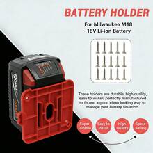 Easy Install Heavy Duty Milwaukee 18V Battery Holder – Compatible With Milwaukee 18V Lithium-Ion Batteries (48-11-1820, 48-11-1828) – Secure Screw-Fixed Storage Rack - Multicolor - View 4