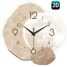 2D Modern Minimalist Silent Wall Clock, High-End Decorative Clock, Seamless Asymmetrical Shape, Suitable For Bedroom, Dining Room, Living Room, Office, Sofa Background, Mother's Day, New Year, Valentine's Day, Wedding Decor, Friend's Birthday Gift, Battery-Free - Beige - View 13