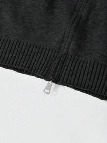 Áo khoác cardigan nữ cổ bẻ có khóa kéo, áo khoác dệt kim dáng rộng kiểu Hàn Quốc mùa thu mới, màu đen. - màu đen - Xem 5
