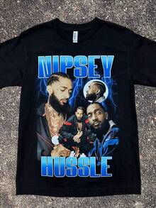 Hussle Retro Graphic T-Shirt - 黑色 - 查看 1