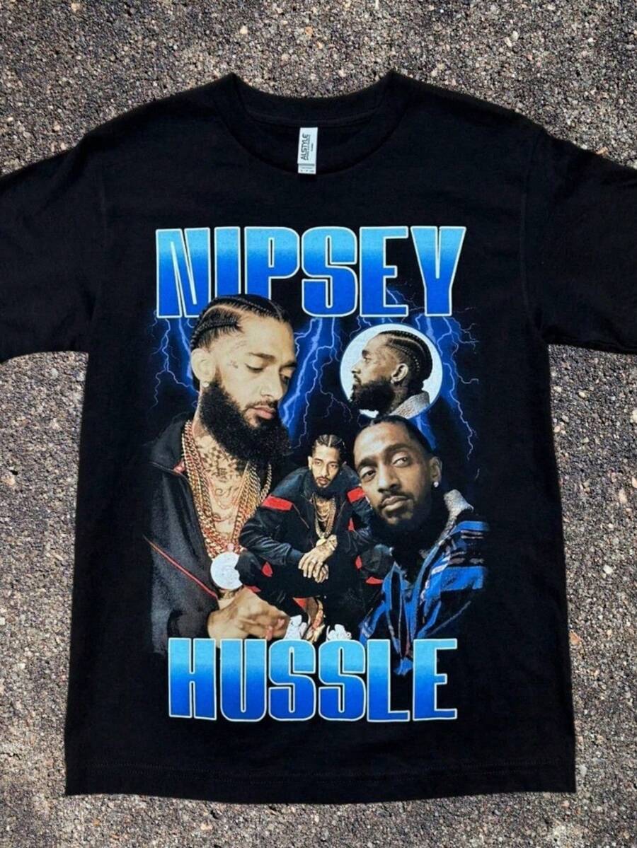 Hussle Retro Graphic T-Shirt - 黑色 - 查看 1