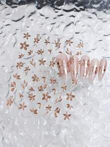 1 hoja de nuevos adhesivos y calcomanías de arte de uñas metálicas vintage, decoraciones de uñas con relieve de peonía y hoja de jade, suministros para uñas - Multicolor - Ver 10