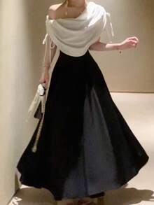 夏季优雅时尚女士派对生日A字新款晚礼服 - 黑色 - 查看 1