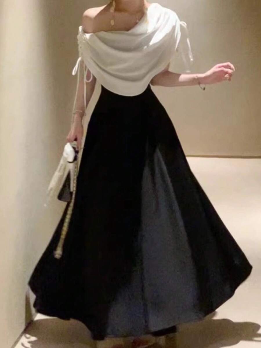 夏季优雅时尚女士派对生日A字新款晚礼服 - 黑色 - 查看 1