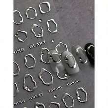 1pc 5D Gold/Silver/White Line French Style Nail Art Stickers High Quality 5D Embossed Crystal Diamond Nail Sticker Art Decal Design Gem Press On Nail Wraps Decals Manicure Decoration Accessories - Bạc - Xem 1