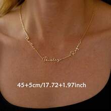 1pc [Customized] Personalized Multi-Name Necklace, Stainless Steel Jewelry, Can Customize 1-3 Names, Family Necklace, Multi-Strand Necklace, Women's Multi-Name Necklace, Jewelry Gift, Minimalist Multi-Name Necklace, Valentine's Day, Eid, Mother's Day Gift, Personalized Gift - Multicolor 2 - View 4