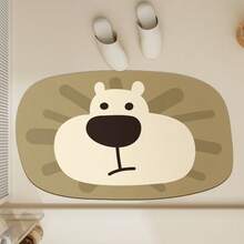Absorbent Quick-Dry Silica Gel Rubber Bathroom Mat: Anti-Slip Mat, Soft & Comfortable - Cute Cartoon Animal Patterns, Cartoon Lion, Cartoon Bear - Bathroom And Home Decor - Mustard Yellow - View 4