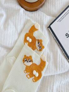 3双装时尚个性趣味可爱猫蛋图案男女通用中筒腿套，适合日常穿着、校园、派对、万圣节、圣诞节、感恩节、情人节、生日礼物 - 彩色 - 查看 6