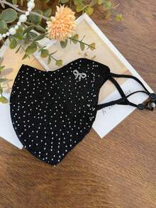 Women's Fashion Face Mask With Rhinestones, Bow And Heart Patterns, Breathable And Washable, Suitable As Decorative Accessory For Cycling And Outdoor Activities - Multicolor - View 9