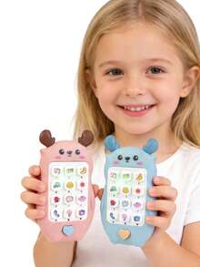 1 szt. realistyczny telefon dla dzieci w kształcie jelenia z kreskówek, podświetlany, muzyczny mini tablet dla dzieci, prezent urodzinowy dla chłopców i dziewcząt, zabawka dla dziewcząt, telefon dla dzieci - Wielokolorowe - Zobacz 5
