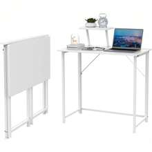 Folding Desk, Computer Table, Compact No Assembly, Study Table For Home Office, Craft Computer Desk, 80 X 45 X 74 Cm - MESA-8045-BLANCO. - Xem 2