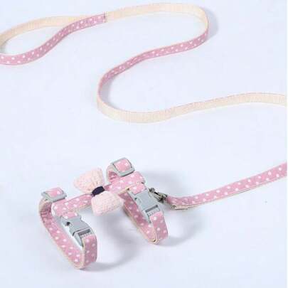 1 Set Harness Leash With Bow-Tie Shaped For Anti-Escape Cats, Pet Outdoor Walking Leash Set