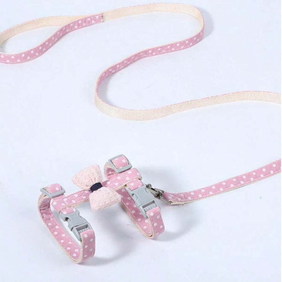 1 Set Harness Leash With Bow-Tie Shaped For Anti-Escape Cats, Pet Outdoor Walking Leash Set - Multicolor - View 1