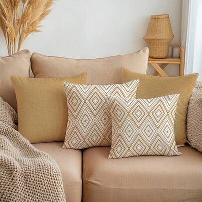 Bộ 2/4 vỏ gối tựa đầu giường sofa kiểu Ramadan họa tiết kim cương Bohemian + màu trơn, vỏ gối trang trí in hình rõ nét, nhiều kích cỡ 30x50cm, 45x45cm, không bao gồm ruột gối, quà tặng đơn giản, đệm sofa, họa tiết ngôi sao, phong cách trang trí, thảm cầu nguyện, dễ sử dụng, thích hợp cho Ngày Valentine, Năm mới, Ramadan.