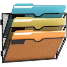 SUPEASY Organizador de archivos de pared de 5 niveles de malla, organizador de correo para oficina, soporte para revistas colgante para oficina, color negro