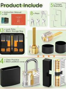 Locksmith Supplies - Transparent Lock Practice Strap Instruction Manual - Tools - 30-Piece Lock Practice Set - Orange - View 2