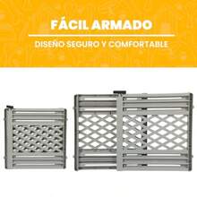 Barrera de  Gris para Mascotas y Niños Plástico Resistente Ajustable y Fácil de Instalar Uso Interior Marco de 68*50 cm Largo Total 106 cm - Gris - Ver 6
