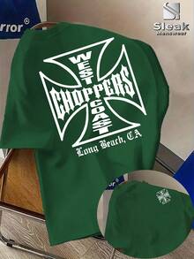 Men'S West Coast Choppers Letter Print T-Shirt |   Casual Fashionable Crew Neck Short Sleeve, Breathable, Summer Season Graphic Tee Mens Clothes - 綠色 - 查看 1