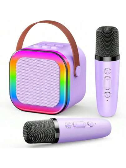 Portable Karaoke Machine With 2 Microphones | USB/Type-C Charging, Built-In Party Light, Suitable For Birthday Parties, Family Gatherings, Halloween, Christmas And Other Occasions. Sturdy Construction And Compact Design.