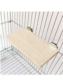 1pc Wooden Parrot Stand, Wooden Platform Toy Interactive Perch, Hamster Ladder Climbing Stand, Bird Supplies - Beige - View 5