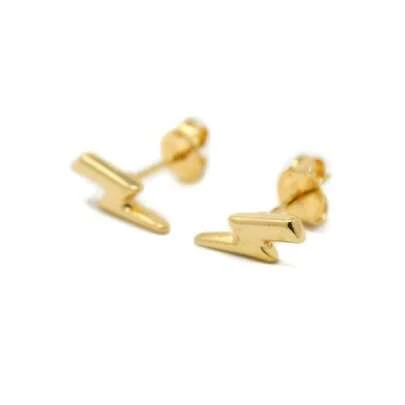 Aretes de Rayo en Chapa de Oro de 22K,40079279
