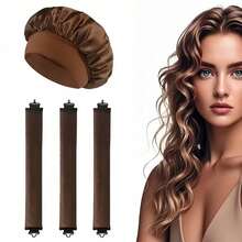 3pcs/4pcs Set No Heat Hair Curler Tools, Convenient Hair Styling Set Includes Foam Hair Rollers, Sleep Curlers, Rubber Curling Rods For Women, Slouchy Wave Sleeping Hair Curler Tube Set, Minimalist European & American Style
