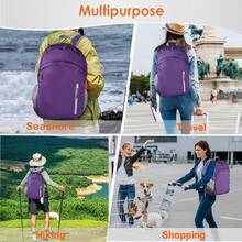 35L Mochila impermeable plegable ligera para playa, con compartimento seco y húmedo, mochila HiFKing para hombres y mujeres, color morado - Púrpura - Ver 8