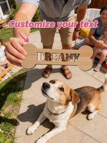 1pc Personalized Dog Name Sign, Wood Dog Name Plate, Dog Name Plaque, Custom Dog Bone Shape Sign - Multicolor - View 8