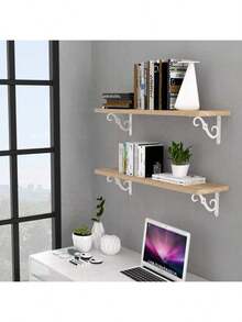2pcs Iron Triangular Floral Bracket, Wall Mounted Wood Board Support Rack, Home Decor Floating Shelf Storage Bracket, Iron Bookshelf Load-Bearing Rack, Partition Bracket, Wood Board Storage Support Wall Rack - Multicolor - View 3