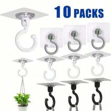 10pcs Mini Transparent Adhesive Hooks, Seamless Hanging Flag Hooks For Valentine's Day Party, Wall Storage Hooks, Party Decor Accessories, DIY Home Decor Hanging Hooks, Ceiling Hooks - trắng - Xem 11