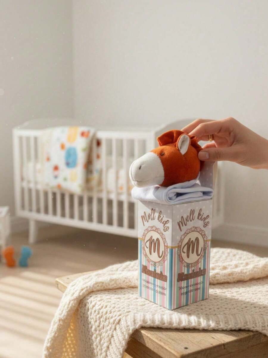 Baby Blanket With Lion Plush Toy And Green Microsoft Lining. - KUDA KECIL - View 1