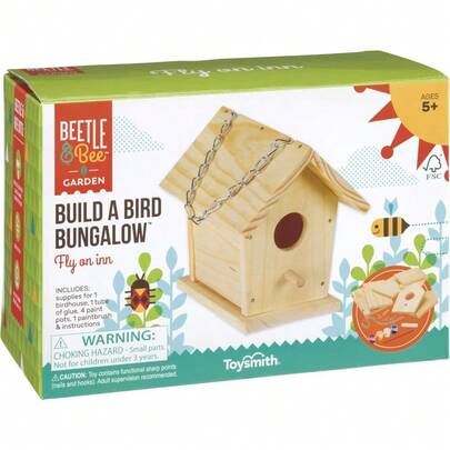 CYPNBeetle and Bee Build A Bird Bungalow Kit de manualidades para niños kit de pintura para casa para niños pegamento de hardware incluido: 4 pinturas 1 cepillo para polvo 7 piezas de madera cadenaFashion