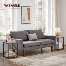 Mesas auxiliares, Juego de 2, Mesitas de Noche, con Estante de Almacenamiento, Marco de Acero, para Sala de Estar, Dormitorio, Estilo Industrial, Marrón Rústico y Negro MLET272B01 - Greige Brezo + Negro Clásico - Ver 7