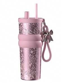 1个优质保温饮料杯，316不锈钢茶/咖啡杯，户外及车载使用，带吸管 - 彩色 - 查看 12