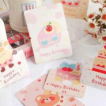5pcs/20pcs 6 Styles Creative 3D Birthday Greeting Cards, Happy Birthday Wishes Postcards, Cake Shop/Flower Store Decoration And Packaging Greeting Cards - Multicolor - View 2